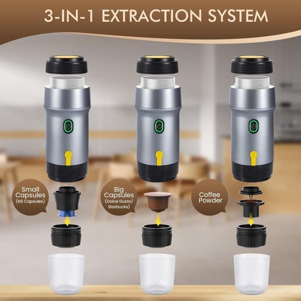 Portable Coffee Maker 20 Bar, 3-in-1 Electric Coffee Machine with Fast Heating for Camping