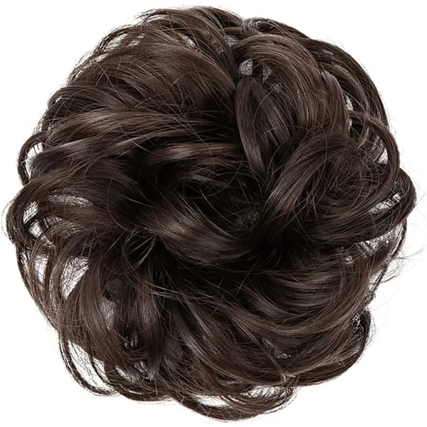 (Mørkebrun) Hårfrisyre Hårforlengelse Stor Krøllete Bølgete Hårforlengelse Naturlig Hår Scrunchie Falsk Elastisk Bun for Kvinner Jenter