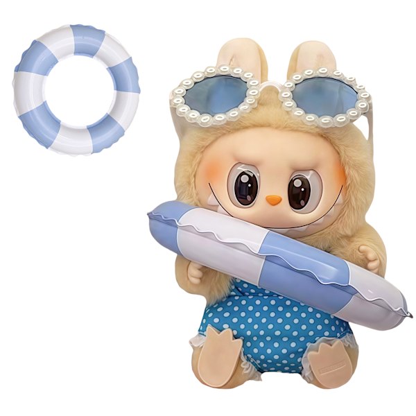 [HH] Labubu Kläder Solglasögon Sommarklänning Outfit Badring Tillbehör Set Labubu Bikini Kläder