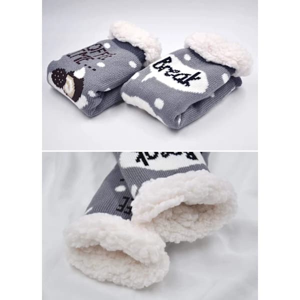 Damestrømper Tykke Hjemmesko med Anti-skrid, Varme Vinterstrømper Fluffy Termostrømper C C