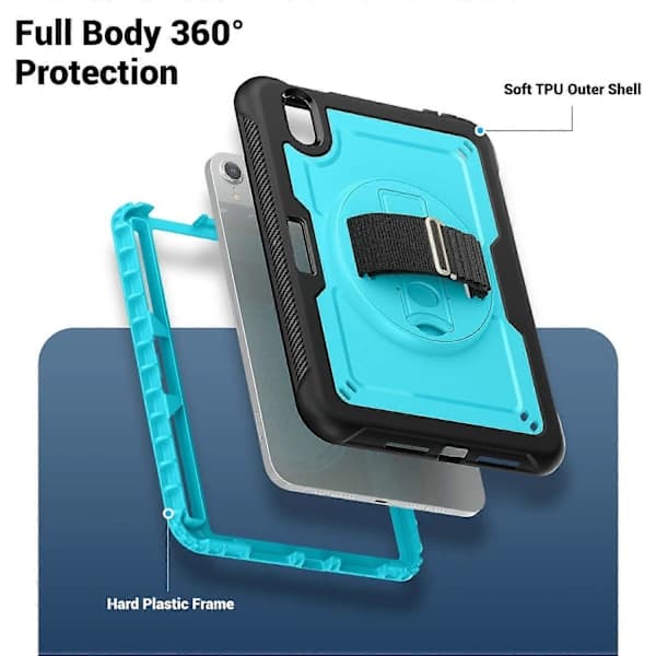 HA~Fodral för iPad mini (2024)/(2021) Kompatibelt Ställ PC+Surfplattefodral med Axelrem