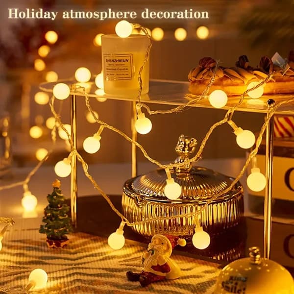 LED-lysslynge med sfæriske lamper, 6m 40 lamper