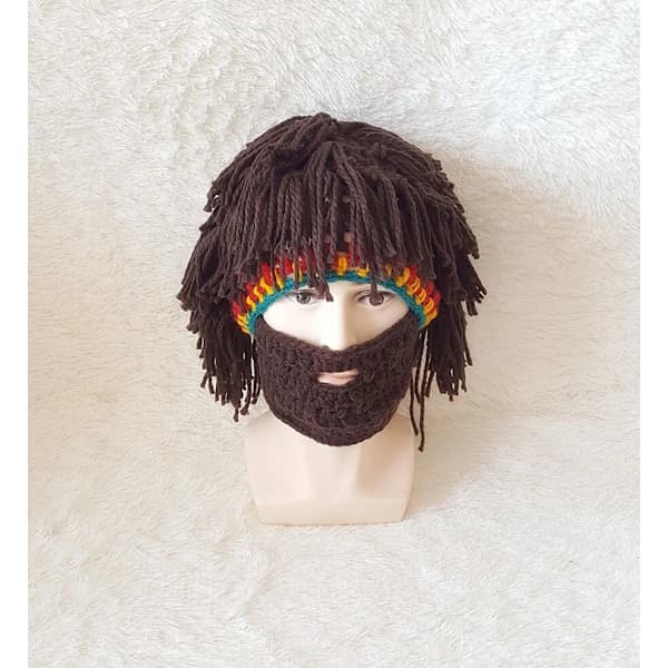 HA~Rolig Perukmössa Hög Elasticitet Håller Varm Stickad Mössa Med Dreadlocks För Jul Halloween brun