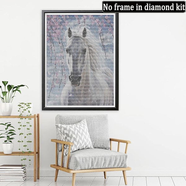 Diy 5d Diamond Painting Kits Cherry Blossoms, Diamond Painting Cross Stitch Embroidery White Horse