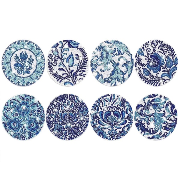 Diamond painting handgjorda spetsborrar vardagsrum teunderlägg dekorationer blå ståndare 8-pack