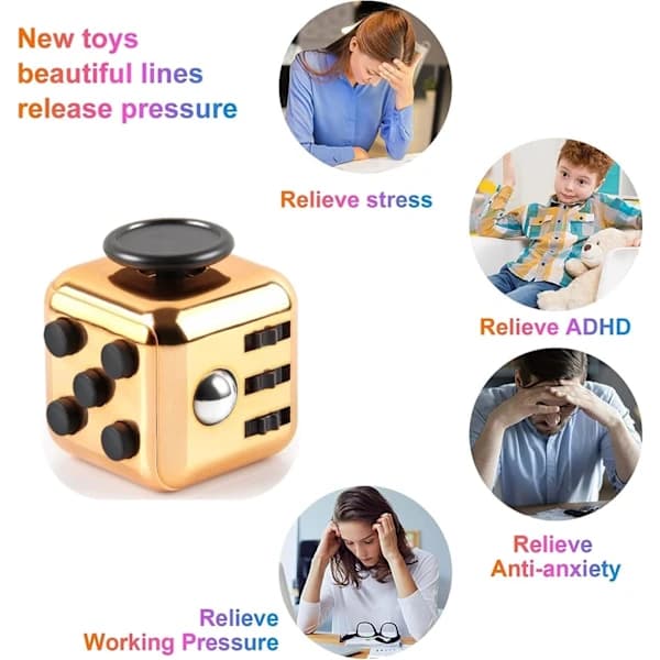 1 stk. Gylden Anti-Stress Fidget Cube Anti Stress Legetøj Dekompression