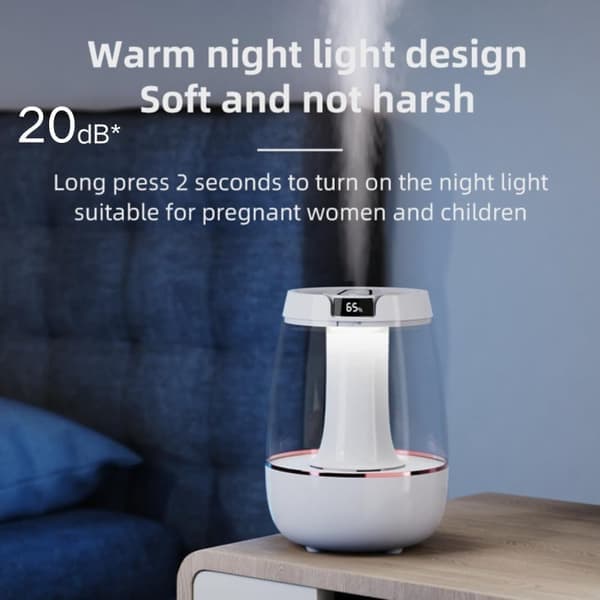 Luftfugter til soveværelse, 3L Cool Mist-luftfugter med lydløs luftfugter, vandfri automatisk slukning