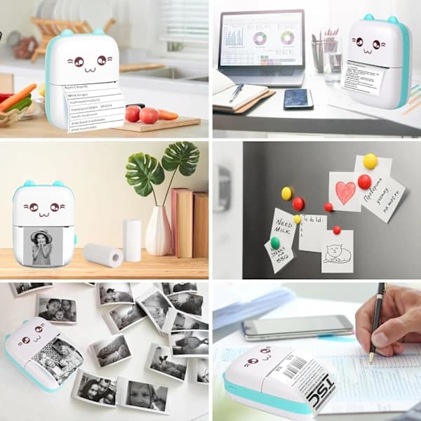 HA-Mini Bærbar Printer, Bærbar Termisk Fotoprinter, Lommeprinter, Blækfri Printer, Bluetooth- og WiFi-printer
