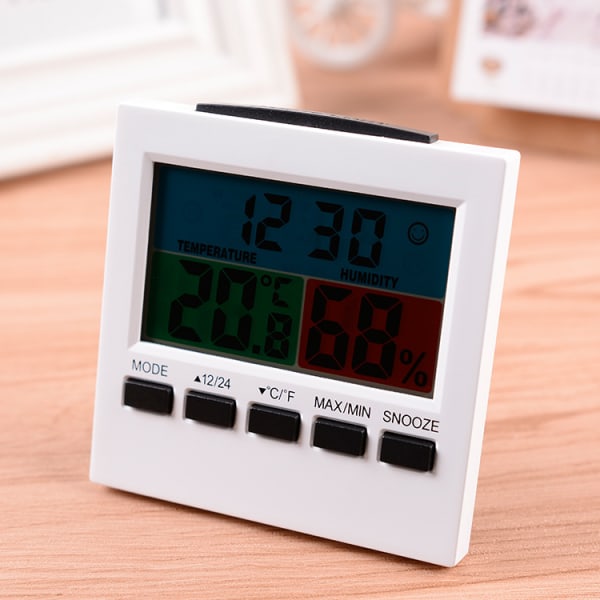 Digital display inomhustermometer Hygrometer med tidslarm