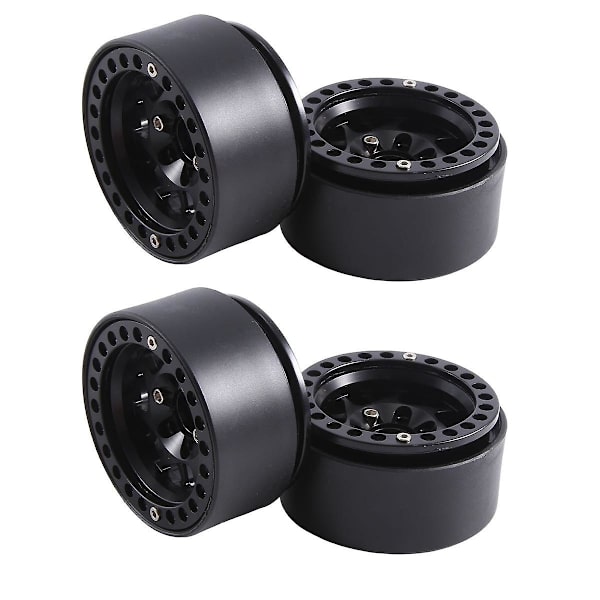 4 stk. 1,9 tommer metal beadlock hjulnavfælge til 1/10 RC Crawler Car Trx4 Axial Scx10 Redcat Gen8, sort