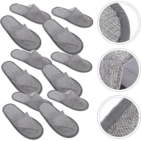 10-pack Engångstofflor Hotell Hem Bekväma Unisex Tofflor för Resor Bröllopsfest Grå