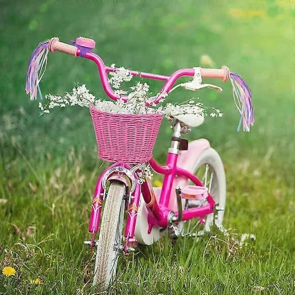 Rosa lilla børnecykelkurv med justerbare forreste stropper B