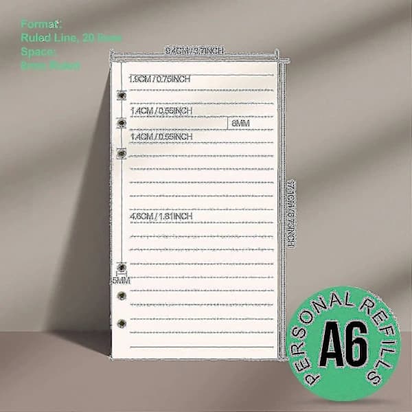 2-pack A6 Linjerat Papper Påfyllning För Filofax Personlig Kalender -gt