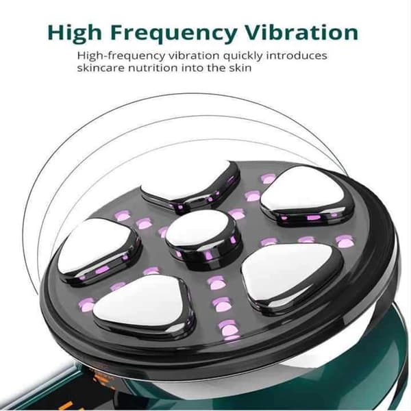 Ansigtsforyngelsesapparat, EMS Mikrostrøm, RF, Fire-farvet LED Lysterapi og Vibrationsmassage til Hjemmebrug