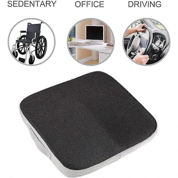 Sittepute i memory foam med håndtak, passer kontorstoler og rullestoler, hvit-grå
