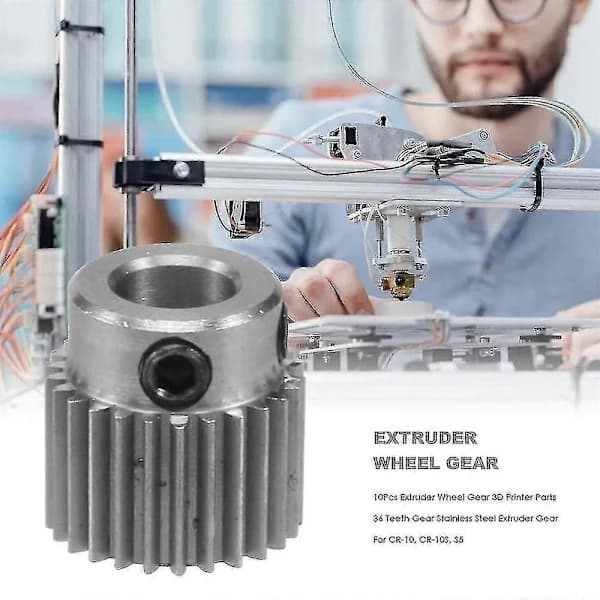 HA~10 stk. Ekstruder Hjul Gear 3D-printerdele 36 Tænder Gear Rustfrit Stål Ekstruder Gear passer til -10, -10