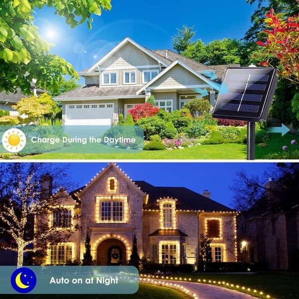 Solcellsslinga 4-pack 800 LED, koppartråd, utomhus dekorationsbelysning för jul & fest