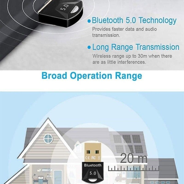 Bluetooth 5.0 USB-adapter Dongle til PC-computer PS4 Aux Audio Bluetooth-adapter Dongle-modtager-sender trådløs adapter