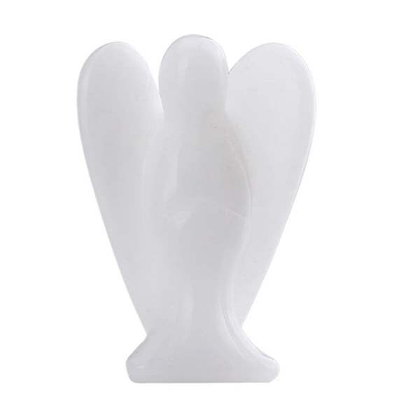 Hvid Jade Smuk Udsmykket Krystal Engel Sten Statue Figurer Reiki Healing Ornament