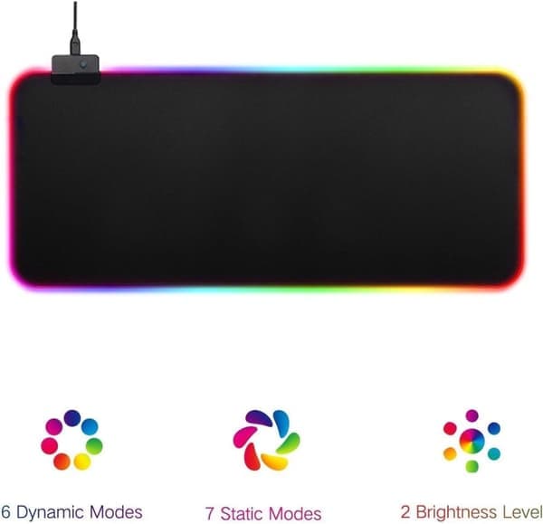 Gaming Musematte med LED-lys - 80x30cm - RGB
