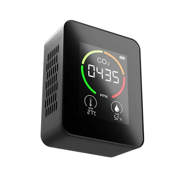 CO2-måler 3 I 1 Digital Temperatur Fuktighetssensor Tester Luftkvalitetsmonitor Detektor EUnyny Svart Black