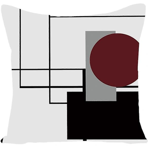 4 stk. Sorte Vinrøde Geometriske Dekorative Pudebetræk 45x45 cm