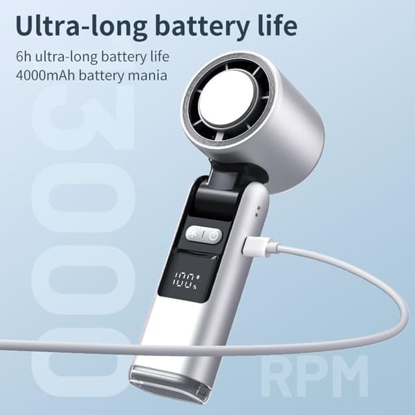 Handheld Ice Fan - Med Kylfunktion - 4000 mAh - Vit - 1 st