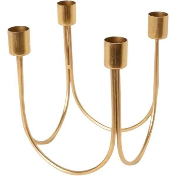 1 stk Lysestake, 4 Gull Lysestaker, Metall Lysestake Stativ, Peishylle Lysestake for Borddekorasjon