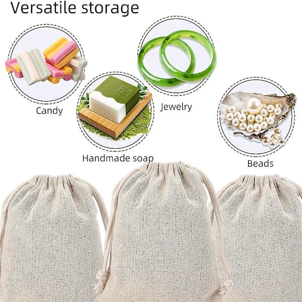 20 st bomullspåsar linnesnöre presentpåsar smyckesförpackningspåsar 13x18cm