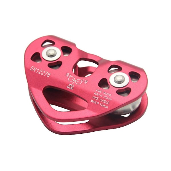 Outdoor Climbing Pulley Biaxial Transport Steel Cable Expand Heart-shaped Double Pulley Red