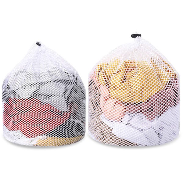 2 stk Mesh Vaskeriposer for Sokker, Maskinvaskbar Snøring Design Reise Mesh Vaskeri Vask Sekker Hvite Snøring Klær Sekker