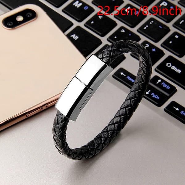5A Armbånd USB Ladekabel Data Ladeledning PD Micro USB Svart 22.5CM