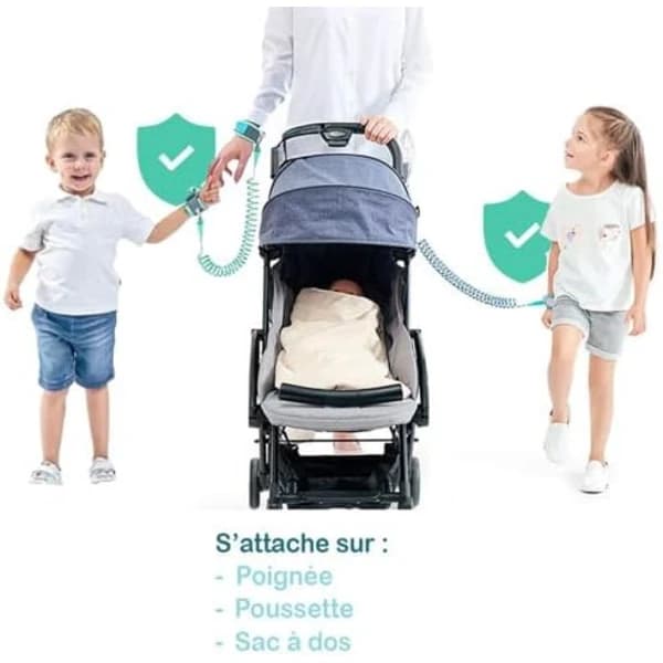 HA-Barnkoppel - Barnsäkerhetsarmband BLÅTT - 2m Barnhandledskoppel - Barnsäkerhets handledsfäste, Sele och Barnvagn