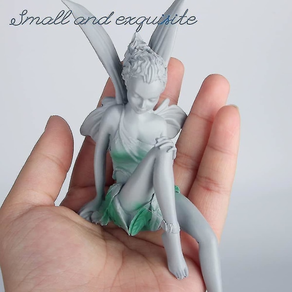 Havefigur Siddende Magisk Fe, Siddende Fe Statue Have, Fe Statue Alfe Figurer, Siddende Havefe, Til Harpiks Håndværk Landskab Yar
