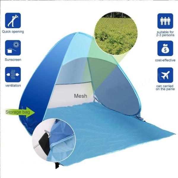 Pop Up-tält, hopfällbart campingtält, utomhustält, lätt och vattentätt (blå)