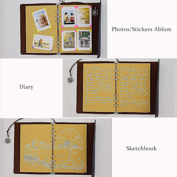 A5 Læder Notebook Rejse Journal Notebook Vintage Dagbog Genopfyldelig 100 Gave