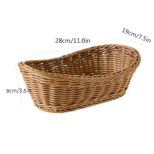 2x Oval Wicker Flätad Korg Brödkorg Serveringskorg, 11 Tums Förvaringskorg För Mat Frukt Kosme