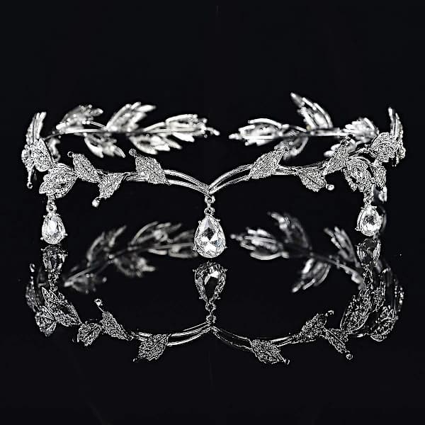 Bladhodebånd, gudinne-tiara krone, krystallprinsessehodeplagg