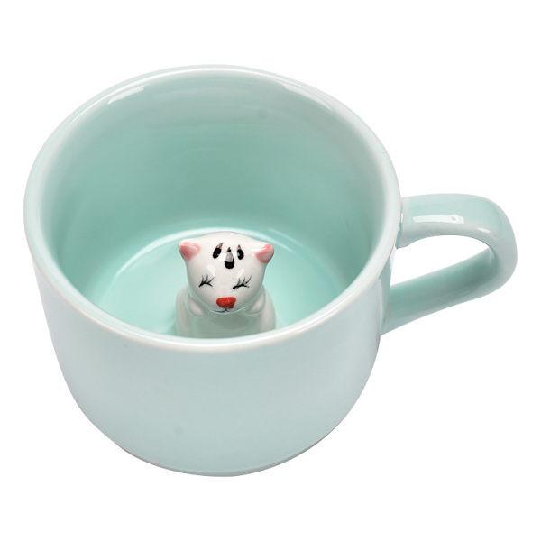 Overraskelse 3D Kaffe Krus Dyr Inne 8 oz med Kattunge, Håndlaget Keramikk Krus, Julebursdagsoverraskelse for Venner Familie eller Barn