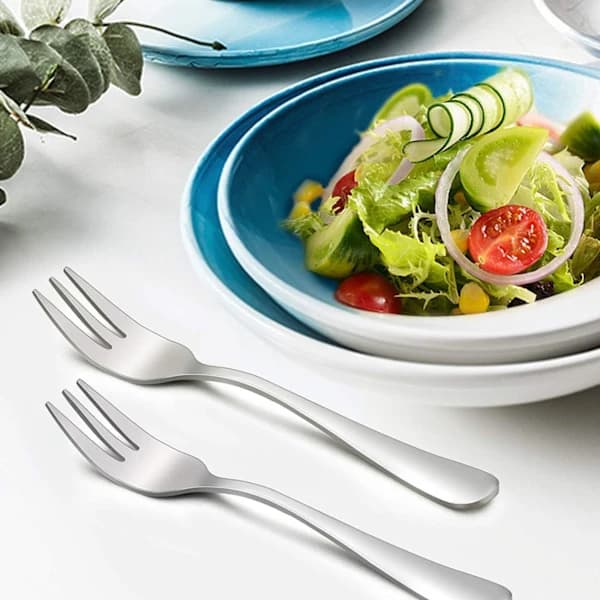 6 stk rustfrie dessertgafler for dessert, frukt og kake, oppvaskmaskinsikker