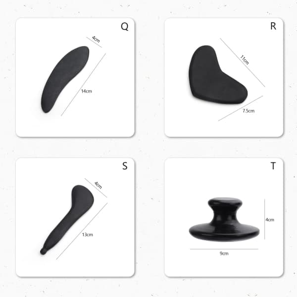 Sort Obsidian Gua Sha skrabende massageværktøj Jadestensbræt M