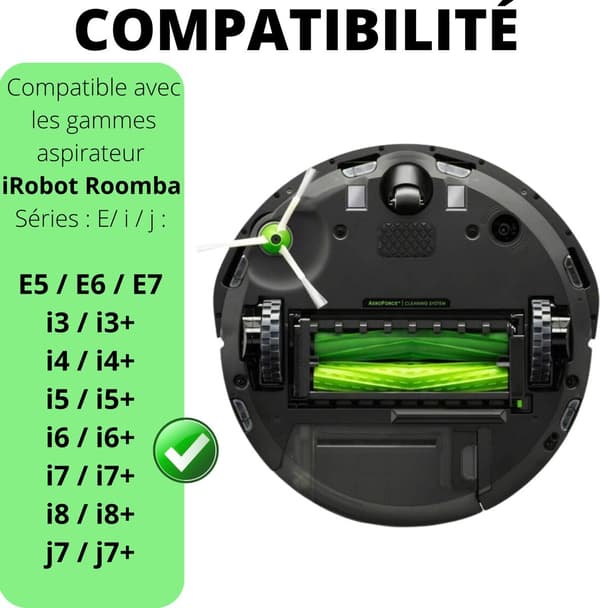 10-delt Roomba reservedelssæt, 2 rullebørster, 4 filtre og 4 sidebørster, til iRobot Roomba j7+/j7, i3-i8, E5/E6/E7