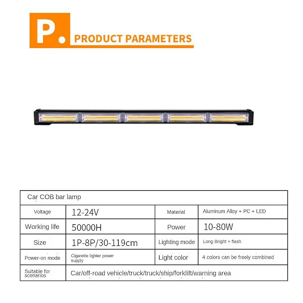 Lys LED Advarselslys Strobe Lys Beacon Lys Billamper, Gult Hvitt Lys