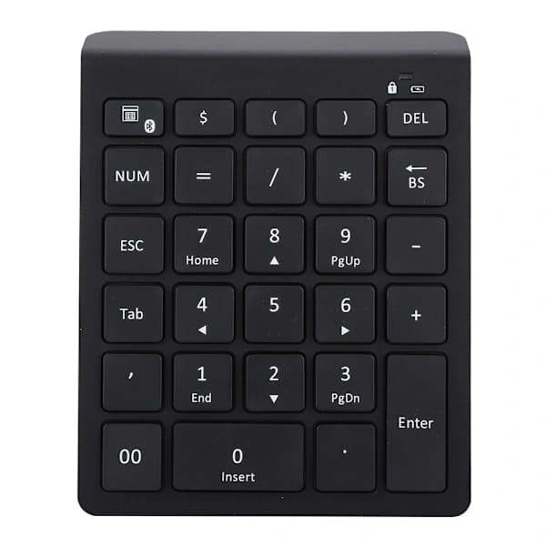 28-tasters, Mini, Numpad, Trådløs, BT3.0, Numerisk, Tastatur, Sort