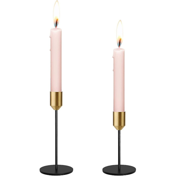 Ljusstakar Set med 2.  Svart Guld Ljusstakar. Metall Ljusstake Present