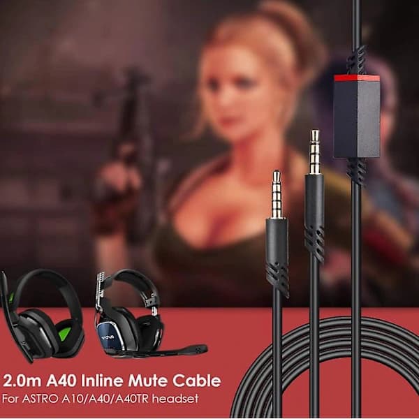 Erstatningskabel for headset, for Astro A10/A40 spillheadset 2 meter