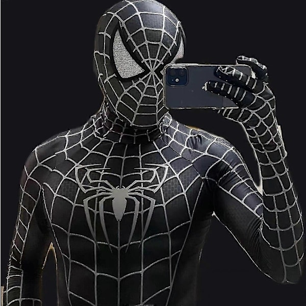 /HH/Halloween Herr Svart Remy Spiderman Cosplay Kostym Venom Symbiote Remy Dräkt Zentai Kroppsdräkt Vuxen-Perfekt Huvtröja Jumpsuits XS