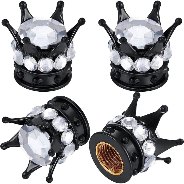 /HA/8 stk. Crown Dækventil Stamhætter Bling Håndlavede Krystal Rhinestone Universal Chrome Bildæk Hætter, attraktive tilbehør til
