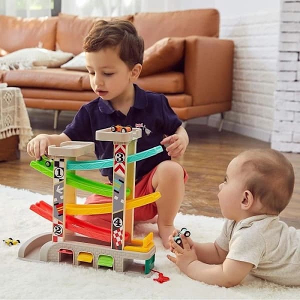 Legetøjsgarage i træ - Racing Ramp - Pædagogisk - 2 år - Blandet
