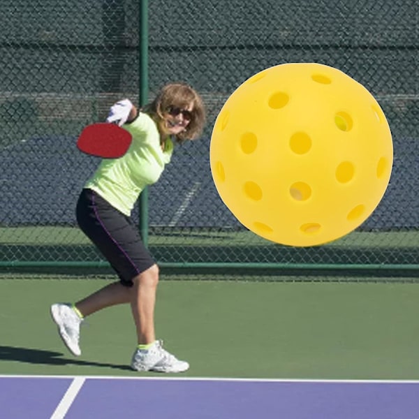 Plast Pickleball, Exakt Borrning Inomhus Träning Floorball Special Fogsvetsningsteknik Gul Stabil Flygrutt Maximal Studs för Inomhus